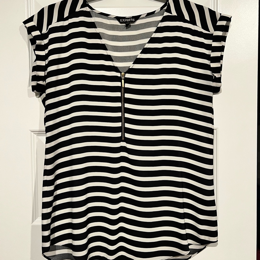 Express Striped Black and White Blouse
